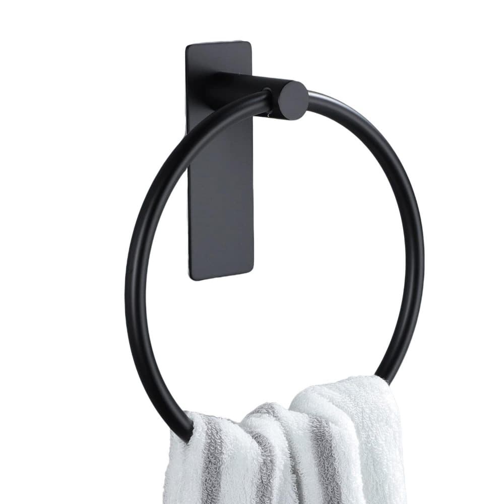 Stainless Steel Towel Rack, Drill-Free Assembly, Durable Modern Bathroom Design, Black