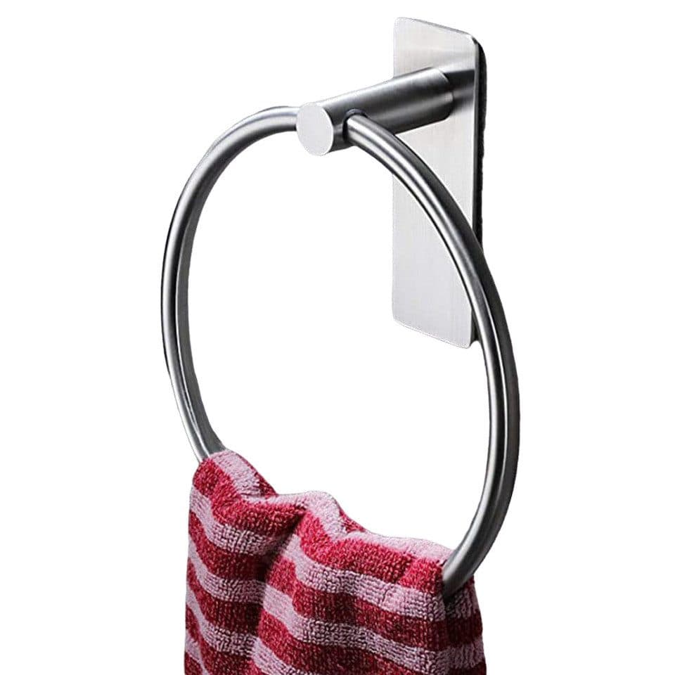 Stainless Steel Towel Rack Drill-Free Assembly Durable Modern Bathroom Organizer, Silver