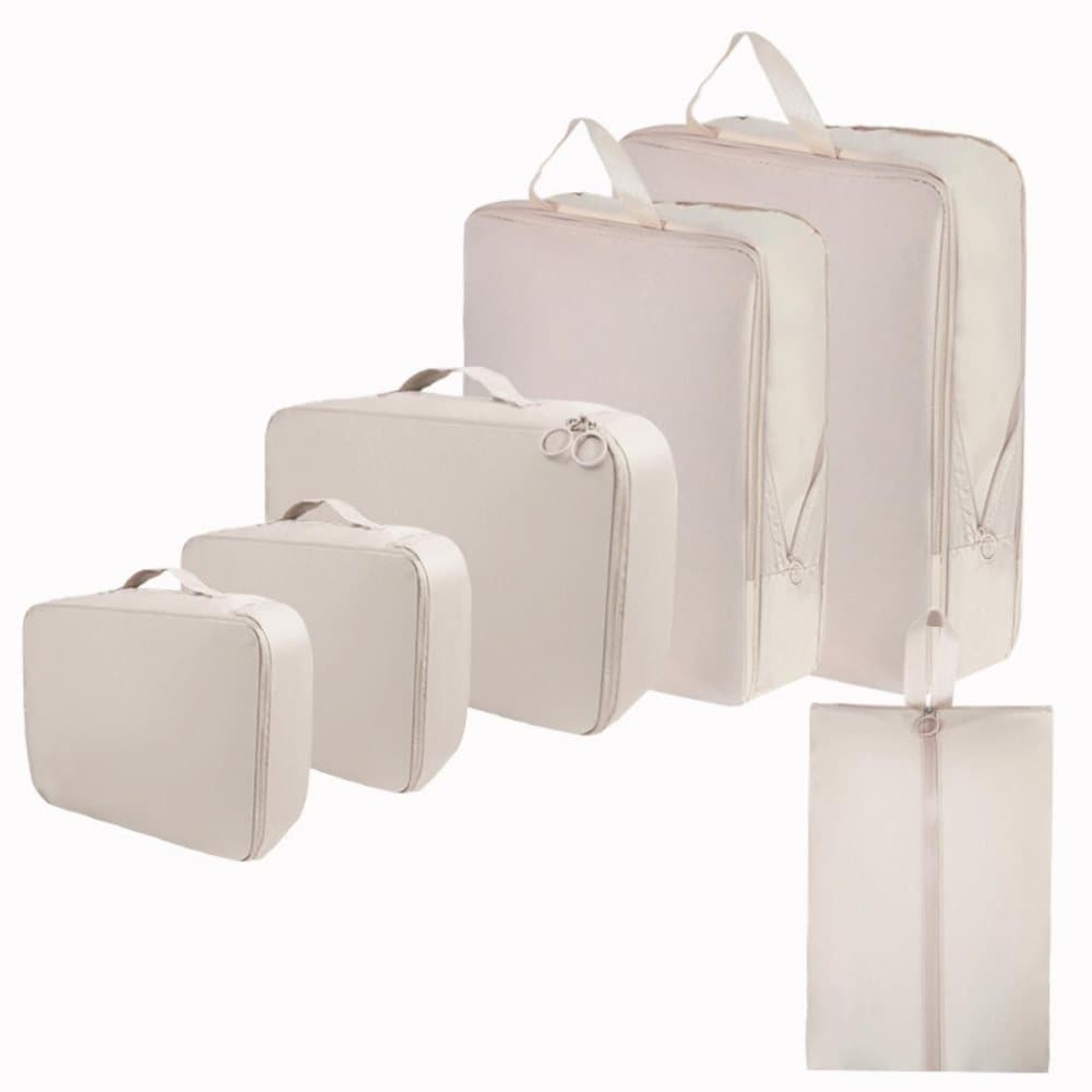 6-Piece Waterproof Travel Storage Bags Organizer for Suitcase, Wood, Compatible with Travel and Vacation