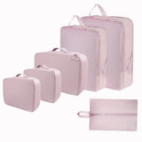 6-Piece Waterproof Travel Storage Bags Organizer, Pink, Compatible with All Brands