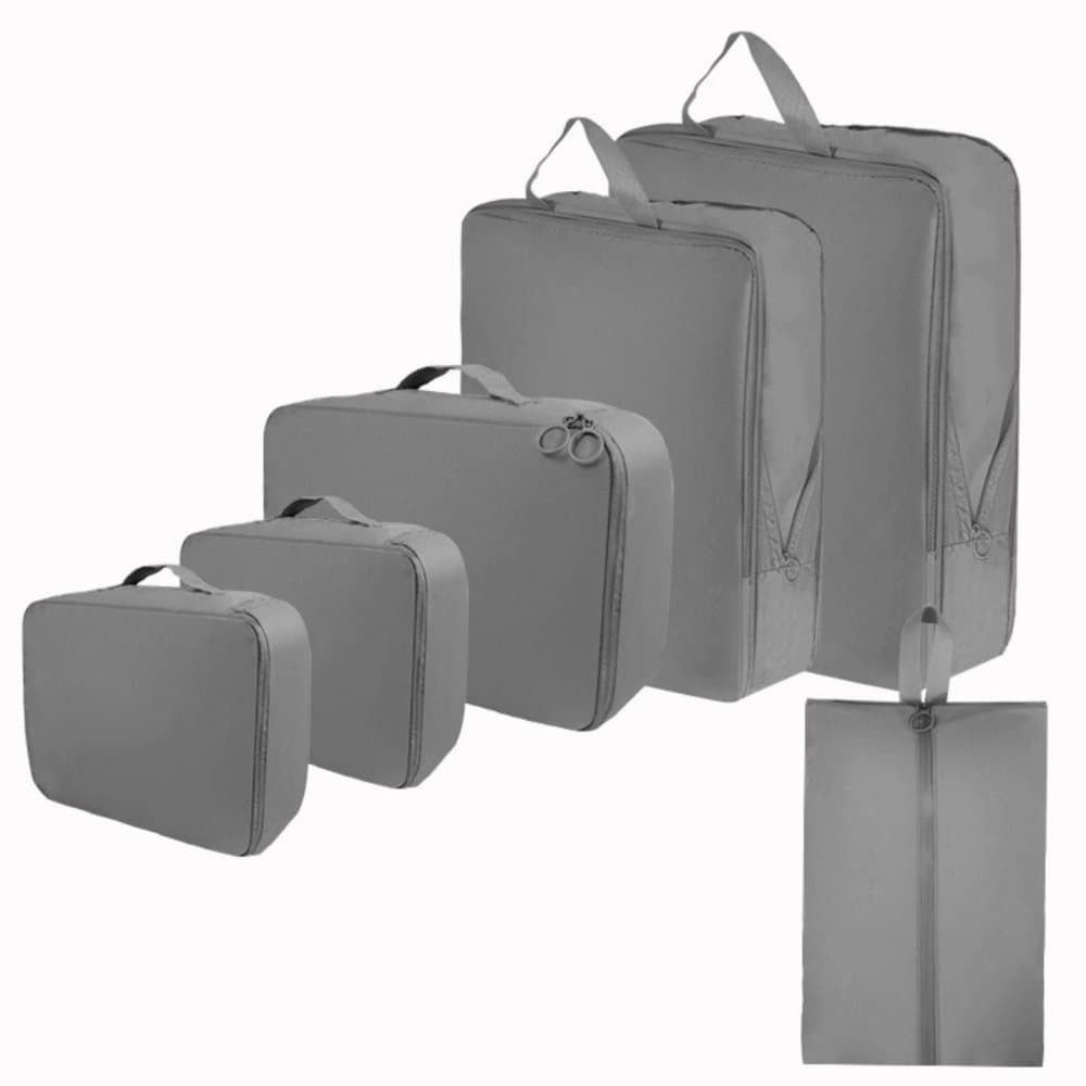 6-Piece Waterproof Travel Storage Bags Organizer for Suitcase, Gray, Compatible with Travel and Vacation