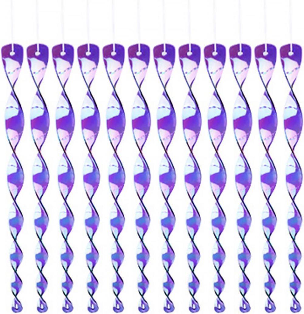 30-Pack Bird Repellent Spiral Reflective Scarecrow, 30 cm, UV Resistant for Garden and Terrace, Purple