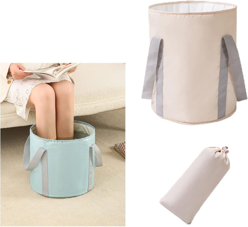 Foldable Foot Bath Tub 30x36cm, Wood, Portable for Home Travel Camping Outdoor Use, Foot Spa and Care
