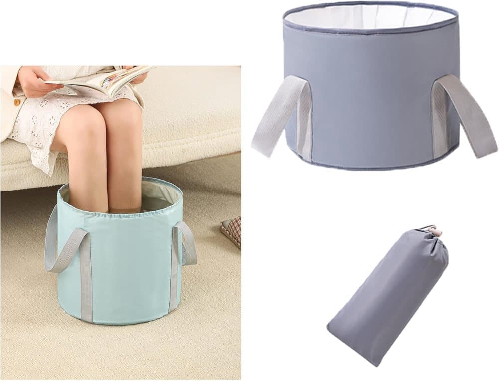 Foldable Foot Bath Tub 30x20cm, Gray, Portable for Home Travel Camping Outdoor Use, Spa and Care