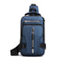 Multifunctional Water Resistant Shoulder Bag with USB Charging Port for Men and Women, Blue