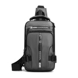 Men's Water Resistant Shoulder Bag with USB Charging Port, Cross Body Bag for Men and Women, Gray