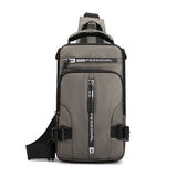 Multifunctional Water Resistant Shoulder Bag with USB Charging Port for Men and Women, Light Brown