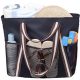Waterproof Beach Bag for Women with Zipper, Sand-Resistant Design, Shoulder Strap, Perfect for Beach and Travel, Black