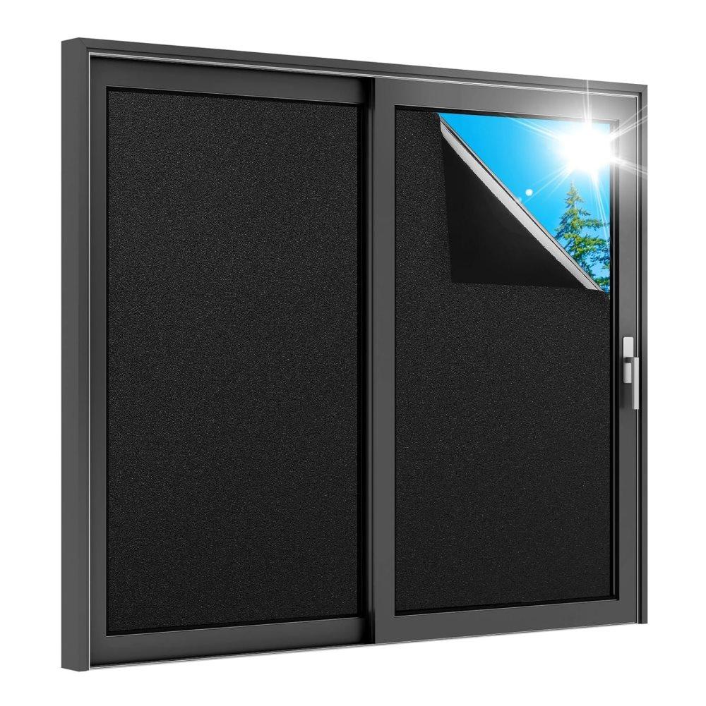 Frosted self-adhesive window film for privacy UV protection opaque for bathrooms and offices, 60cmx3m, Black