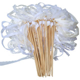 30 Pack Satin & Lace Ribbon Wands with Bells for Wedding & Party Decor, 30cm Beige