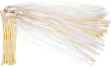 30 Pack Wedding & Party Decor Satin & Lace Ribbon Wands with Bells, 30cm Light Orange