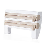 Foil cutter wall holder for plastic and aluminum foil, multifunctional kitchen paper holder, no drilling design, brown, 39x10x24cm