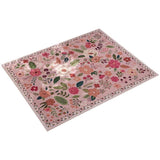 Non-Slip Bohemian Floral Doormat Absorbent Dirt-Resistant Machine Washable for Bathroom Hallway and Kitchen, 40x60cm, Pink