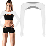 Breathable Quick-Dry Arm Warmers with Shoulder Protection and Thumb Holes, White