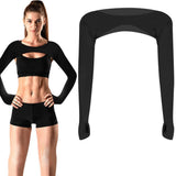 Breathable quick-dry arm warmers with shoulder protection and thumb holes, Black