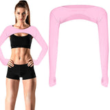 Breathable quick-dry arm warmers with shoulder protection and thumb holes, Pink