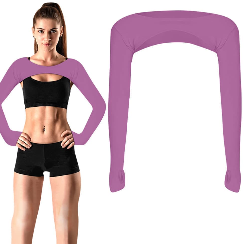 Breathable Quick-Drying Arm Warmers with Shoulder Protection and Thumb Holes, Purple