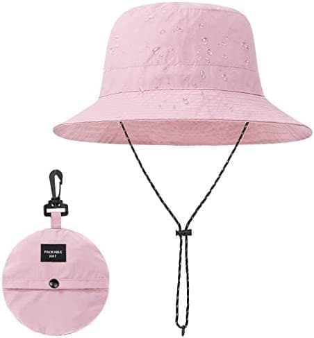 Unisex Foldable Waterproof Fisherman Hat Quick-Drying Sun Protection for Summer Outdoor, Pink