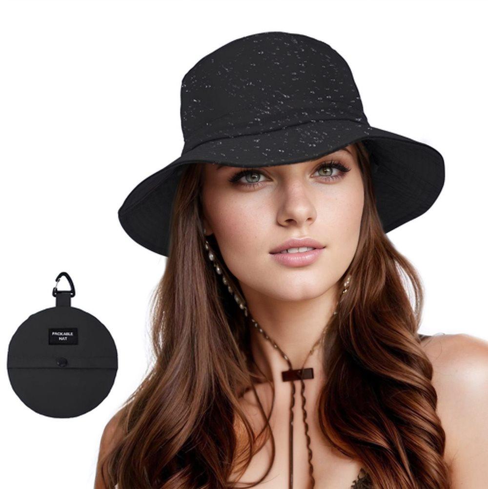 Foldable Waterproof Fisherman Hat Unisex Quick-Drying Sun Protection for Summer Outdoor, Black