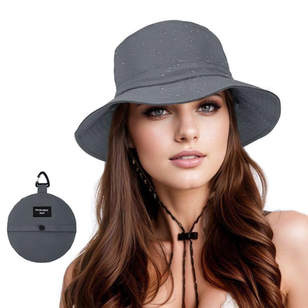 Foldable Waterproof Fisherman Hat Unisex Quick-Drying Sun Protection Summer Outdoor Hat, Dark Gray