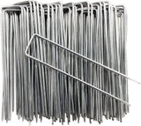 100 pcs U-shaped garden anchor pegs, 150mm, silver