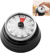 60 Minute Mechanical Kitchen Timer with Magnet, Stainless Steel Black, 3.6 x 7.3cm
