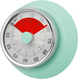 60 Minute Mechanical Kitchen Timer with Magnet, Stainless Steel, Green, 3.6 x 7.3cm