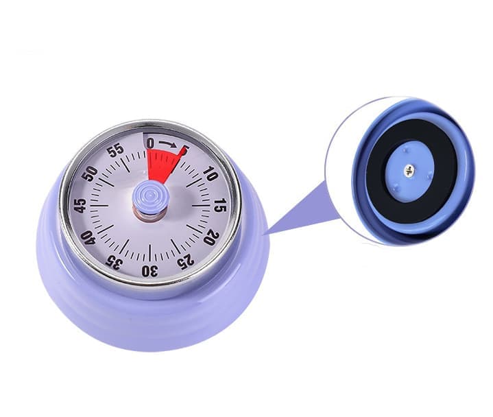 60 Minute Mechanical Kitchen Timer with Magnet, Light Purple, 3.6 x 7.3cm