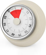 60 Minute Mechanical Kitchen Timer with Magnet, Stainless Steel Beige, 3.6 x 7.3cm