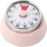 Mechanical Kitchen Timer 60 min with Magnet, Stainless Steel Pink, 3.6 x 7.3cm