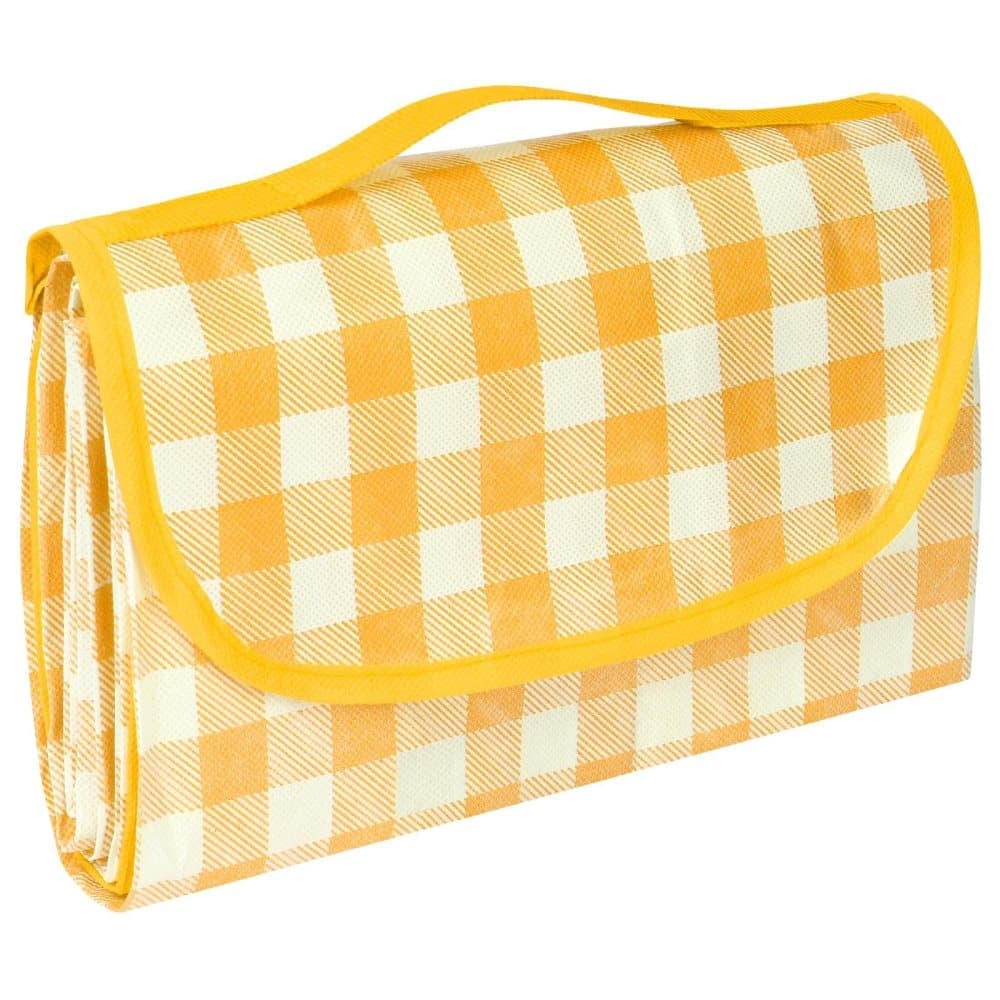 1 Waterproof Picnic Mat with Carrying Handle, Foldable for Camping Beach Park, Yellow, 150x200cm