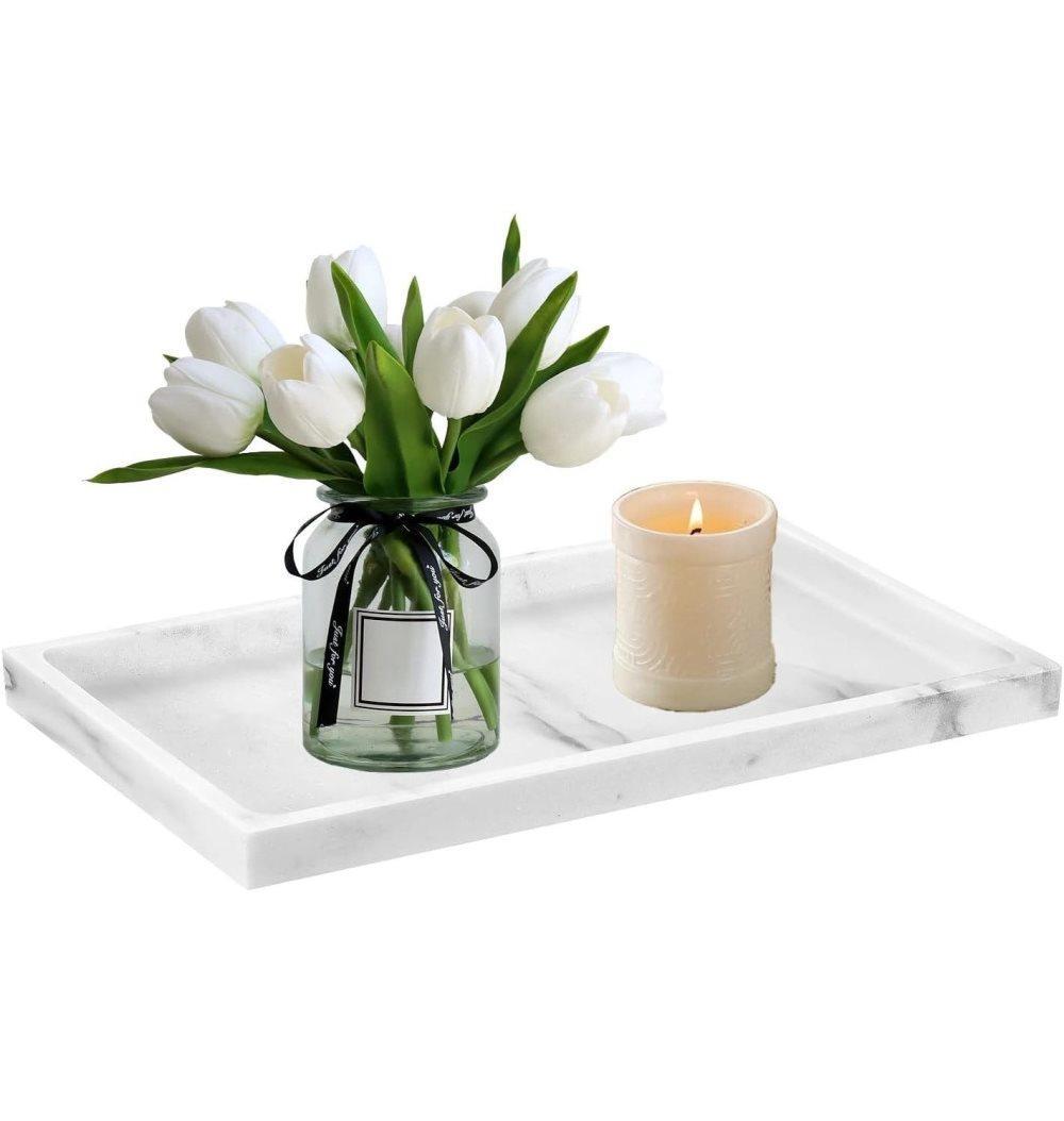 Silicone storage tray organizer for makeup and small items, 30 cm x 12.5 cm, Light gray