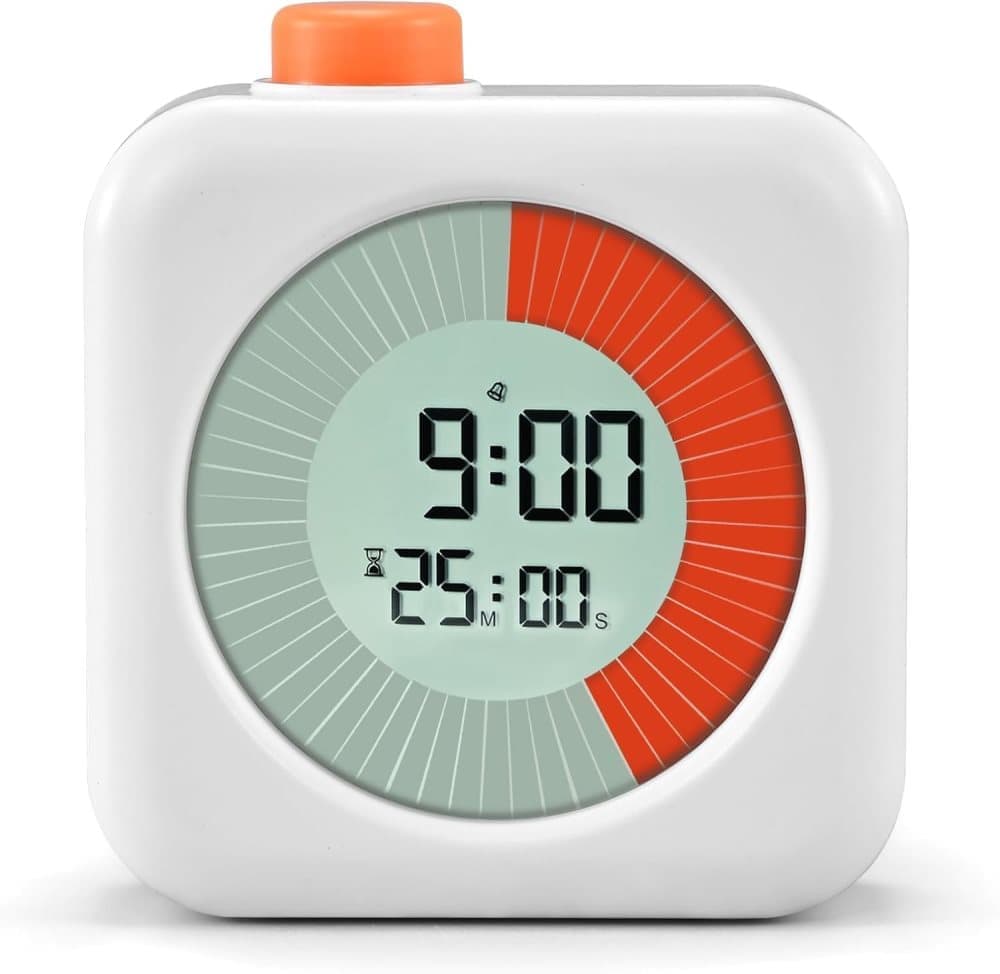 60 Minutes Digital 3-in-1 Timer with Clock and Alarm, White