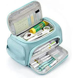 3-Layer Multifunctional School Pencil Case, Light Blue, with 3 Layers for Pens and Stationery