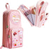 Pencil case with 3 compartments large capacity, cute design, pink, 1 piece