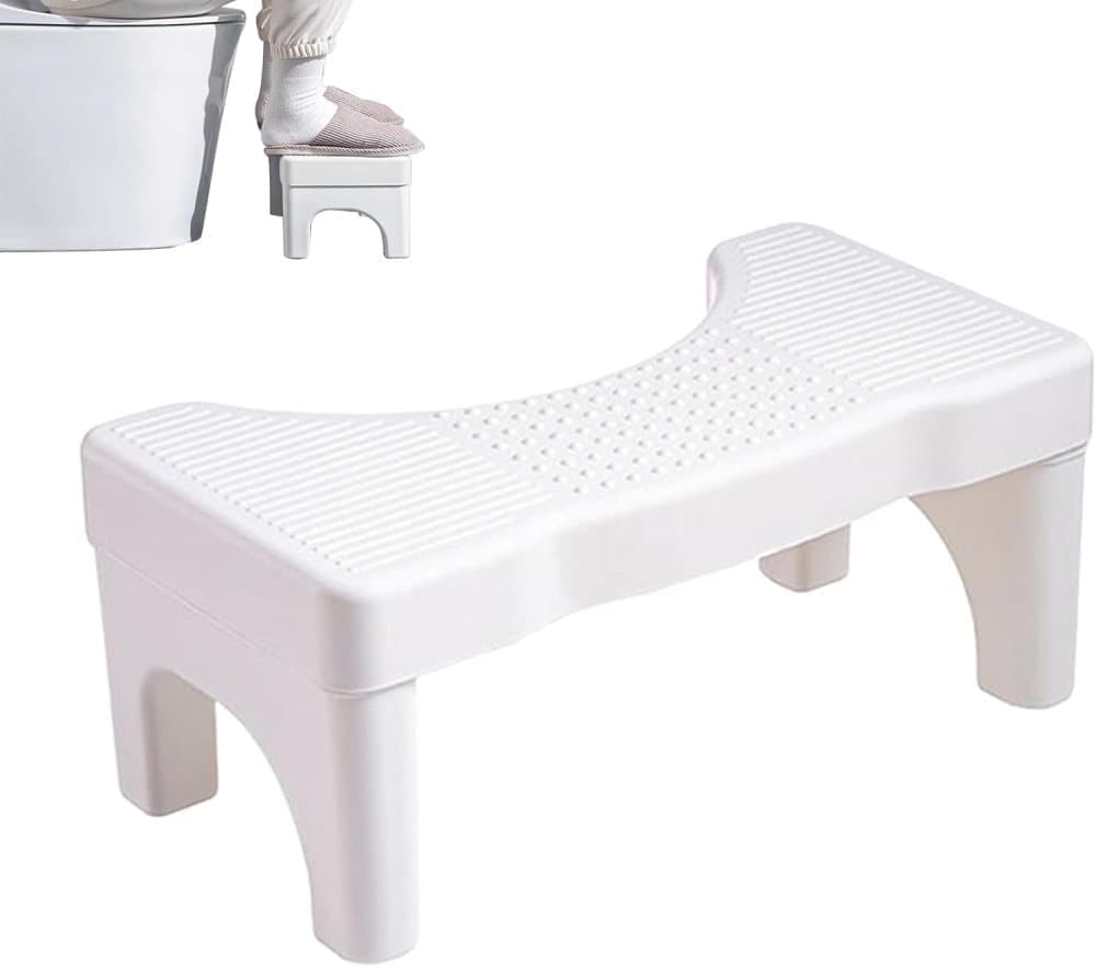 Non-Slip Toilet Stool, White, 40 x 21 cm, Wide Stomach Squatting Step for Bathroom