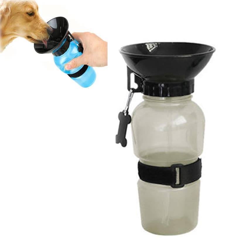 Portable Dog Water Bottle with Bowl, 500ml, Brown, Compatible with Dogs