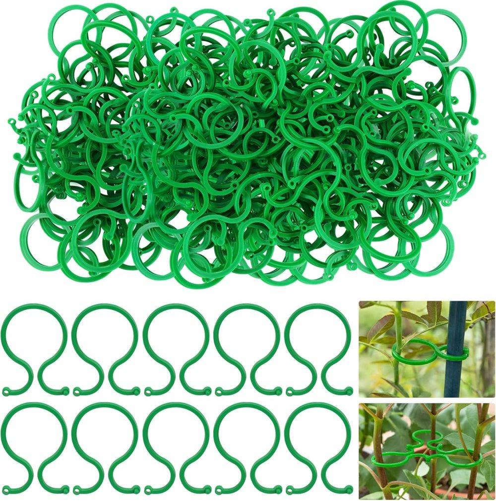 100 pcs Garden Plant Clips Plastic Ring for Vines Tomatoes Flowers, 1.2 inch