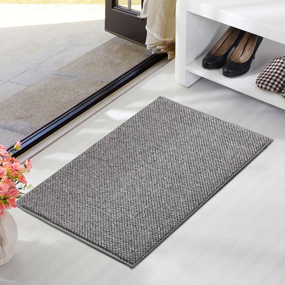 Non-Slip Jute-Like Doormat for Indoor Outdoor Use, Dust-Resistant Quick-Absorbing Welcome Mat, 60x90cm, Gray