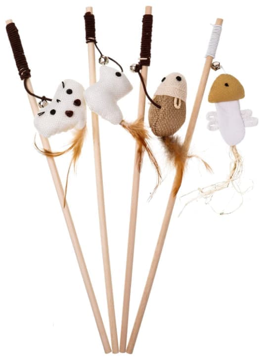 4 pcs Interactive Cat Toy with Bell and Teaser, for Playful Cats