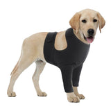 3XL Dog Elbow Protection, Breathable Elastic Post-Surgery Foreleg Cover to Prevent Licking and Biting, Black