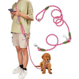 Reflective Hands-Free Dog Leash with Shoulder Strap for Jogging, Compatible with Small and Medium Dogs, Pink