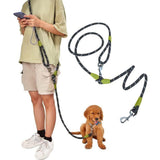Reflective Hands-Free Dog Leash with Shoulder Strap for Jogging, Compatible with Small and Medium Dogs, Black