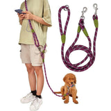 Reflective Hands-Free Dog Leash with Shoulder Strap for Small and Medium Dogs, Purple, Compatible with Jogging