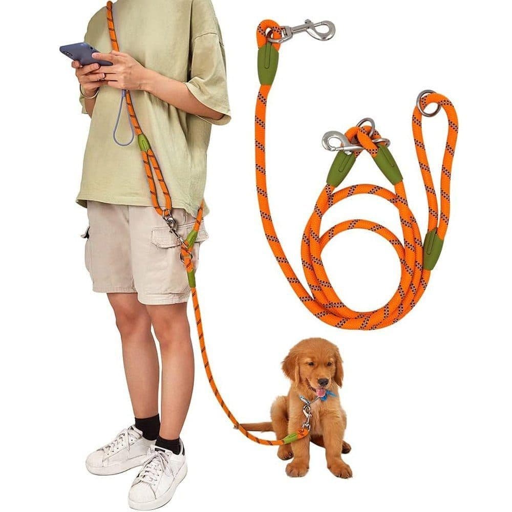 Reflective Hands-Free Dog Leash with Shoulder Strap for Jogging, Compatible with Small and Medium Dogs, Orange