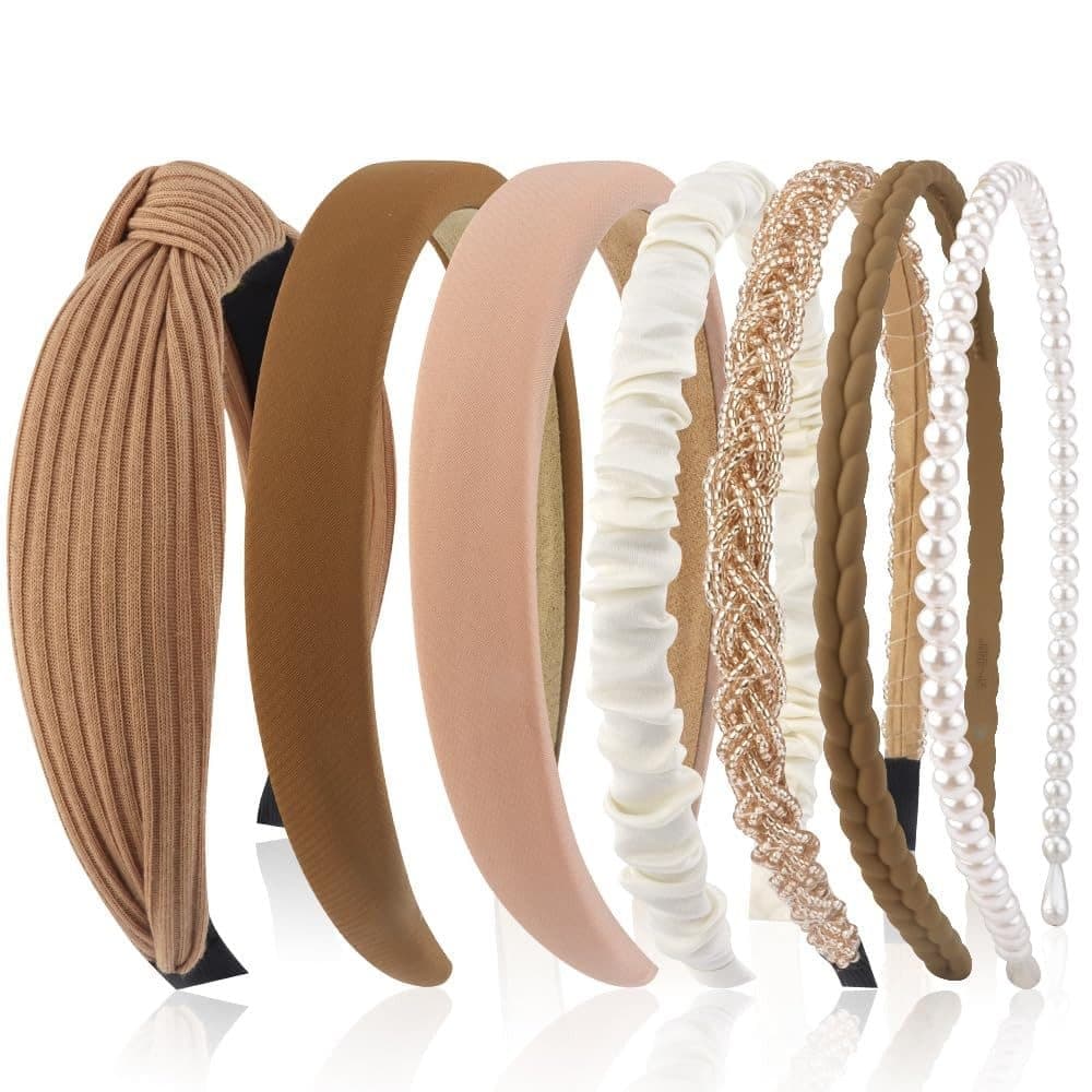 7-Pack Women's Hair Accessories, Elegant Pearl Headbands & Scrunchies