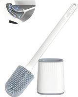 1 pcs Silicone Toilet Brush with Holder, White, Standing or Wall Mounted