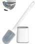 1 pcs Silicone Toilet Brush with Holder, White, Standing or Wall Mounted