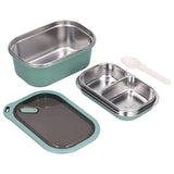 Stainless steel lunch box 1200ml with spoon, double layer 2 compartments leak-proof, 304 stainless steel, Green