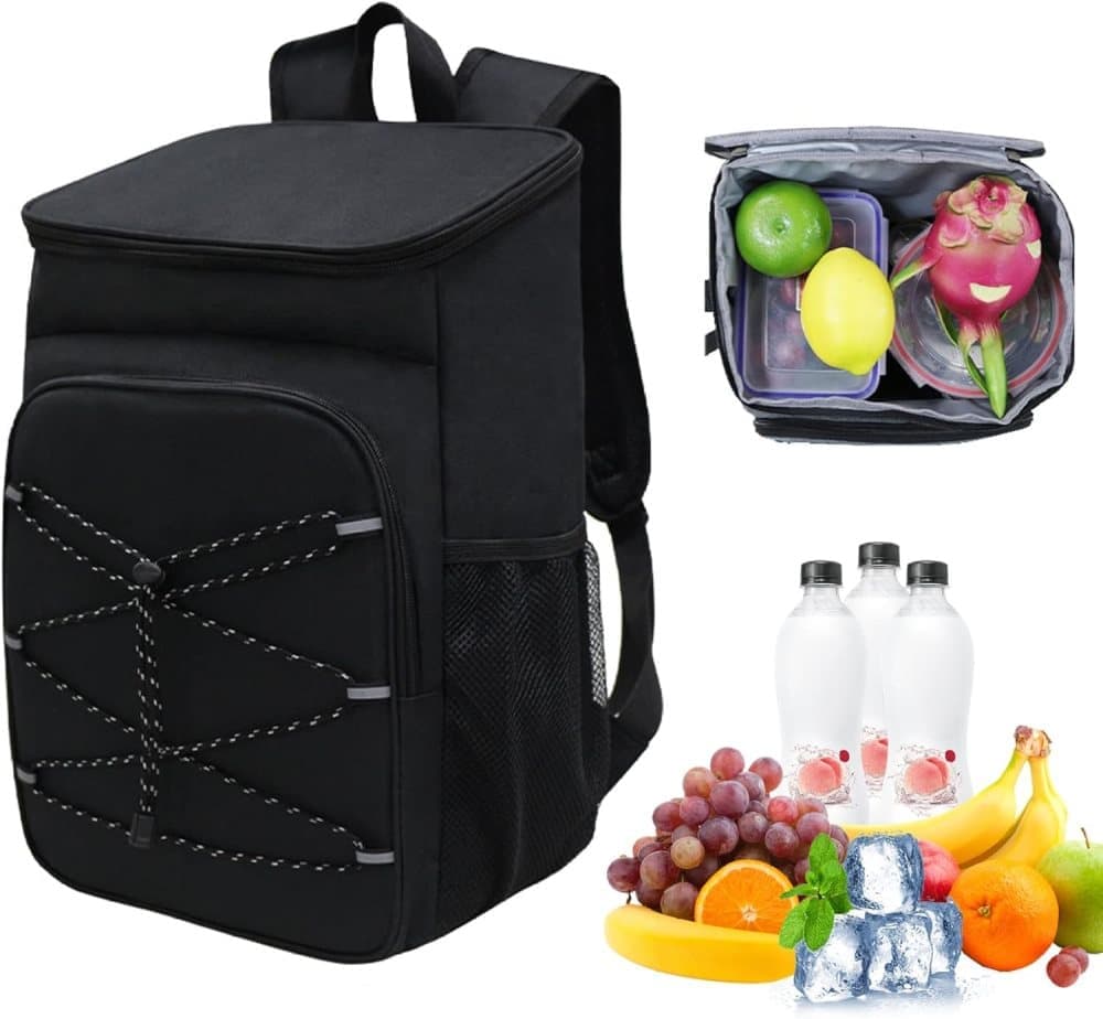 40L Insulated Backpack Cooler Bag Waterproof for Picnic Camping Travel Lunch Grill, Black
